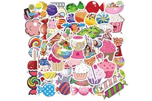 SANMATIC 50 pezzi Caramelle colorate Adesivi in vinile carino per bottiglia d'acqua, laptop, telefono, bagagli, adesivi per skateboard per adulti adolescenti ragazze bambini