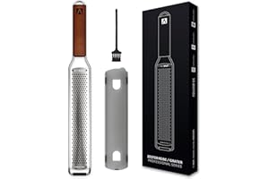 REDSALT® premium Zesteur INOX avec manche en bois | idéale pour le fromage, de citron, de gingembre et de carotte | râpe à parmesan | trancheuse de cuisine professionnelle