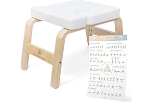 Balanced Vision® Headstand Stool, Yoga Headstand Chair Made of Birch Wood with PU Padding for Home and Gym, Yoga Accessories, Yoga Poster, for Body and Mind and Leisure