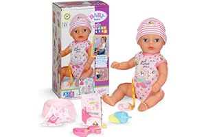 BABY born Lena (Little Baby Girl) - 36 cm große Babypuppe - 7 Funktionen inkl. Accessoires & Strampler - Funktioniert komplett ohne Batterien - Geeignet für Kleinkinder ab 1 Jahr