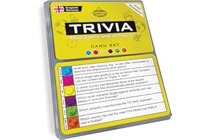 Trivia Quiz Cards Set (English Edition) | 648 Unique Question Cards from 6 Categories in a Travel Box | Pub Games for Adults, & Fun Party Game for Friends & Families (Yellow Edition)