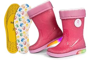 CLUB4BRANDS Wellies Wellington Boots for Children, Detachable Faux Fur Lining With Extra Kaps Insoles, Cool Sole Light Up LEDs and Reflective 3M Scotchlite, Made in Italy