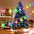 Goodern Christmas Star String Lights,3M 20 LED Colored Fairy Lights Battery Operated Waterproof Indoor Outdoor Twinkle Christmas Lights, Hanging Wall Lights for Garden Party Xmas Tree Decoration-Multi