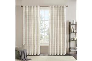 Madison Park Polyester Jacquard Rod Pocket and Back Tabs Plaid Panel MP40-6764