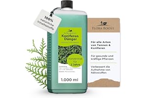 Konfitee Koniferen Dünger Flora Boost 1000ml I Für bis zu 200L Gießwasser I Dünger für Koniferen, Tannen & Thujen geeignet I Flüssiger Blatt- & Wurzeldünger I 100% natürlicher Pflanzendünger