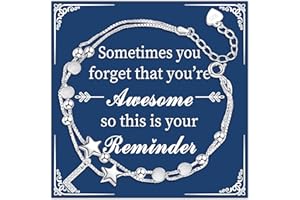 Astellea S925 Silver Layered Stars Bracelet with Initial Pendant, Adjustable Bead Bracelet Charm Letter Jewellery for Friends Sister Mum Daughter Women Girls Christmas Birthday