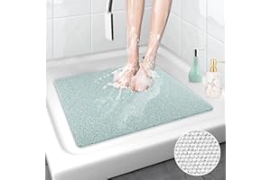 MORROWCAMP Square Shower Mat, Non Slip Anti Mould Bath Mat 53 x 53 cm, Loofah Shower Mats for Inside Shower, Washable Bath Mats with Drain, Quick Dry Bath Mat for Bathroom Floor, Bathtub Mat for Elderly