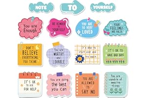 COZDAZZ Mental Health Gifts Fridge Magnets, 15PCS Inspirational Quotes Post It Notes Design Refrigerator Magnets Decorations, Self Reminder Magnetic Stickers for Locker Whiteboard Decor
