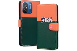 LSPCASA Funda para Redmi 12 C Animales De La Historieta Funda Redmi 12 C con Ranuras para Tarjetas Funda Redmi 12C Compatible con Xiaomi Redmi 12C Naranja Verde