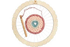 Micki Webrahmen Rund – DIY Kit für Kinder und Erwachsene – Webstuhl für Kinder– Garnspielzeug aus Holz für Anfänger - Spielealter 3+ - 210X210X50 mm