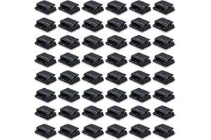 CHUANGDI Paquet de 50 Clips de Câble Auto-Adhésif Clips de Fil Électrique Clips de Gestion de Câbles pour Voiture, Bureau et Maison (13 x 10 mm, Noir)