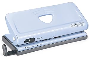 Rapesco 1323 Perforadora Ajustable para 6 Agujeros, Capacidad para 10 Hojas, Celeste