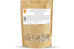 SNADI Gélules vides en gélatine - Taille "00" - 1000 pièces Gélules transparentes emballées dans des sachets 100% biodégradables.