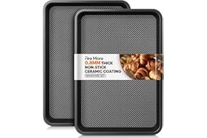 Fire More 2-Pcs Thick Carbon Steel Baking Trays, 39 x 28.5 x 2.5 cm Non-Stick Oven Trays for Baking & Serving, Easy to Clean