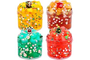AMTONLEDA 4 Pack Clear Slime Kit Jelly Cubes Clear Slime Set for Kids Christmas Stocking Fillers Party Favors Christmas Toys for Boys Girls