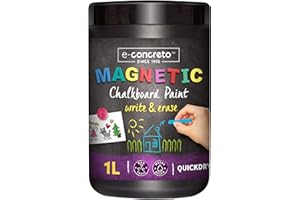 OPTIMUM e-concreto Magnetyczna farba tablicowa, czarna + kreda (1000 ml), na bazie wody i nietoksyczna, czarna magnetyczna farba do tablicy, szybkoschnąca, idealna do użytku domowego i biurowego