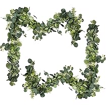 STANPET Eukalyptus Girlande 1,8m - Künstliche Eukalyptus Deko Mit Weißen Blüten