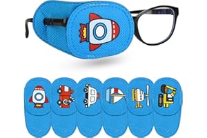 HIFOT 6 sztuk naszywek na oczy dla dzieci, wielokrotnego użytku opaska na oczy do okularów dla dzieci leących leniwe oko zez niedowidzenie dziewczynka chłopiec miękka opaska na oczy