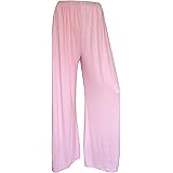LULLadies Plus Size Plain Palazzo Wide Leg Flared Trouser Womens Baggy Pants Baby Pink