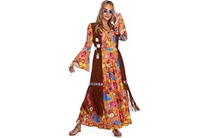 Morph Disfraz Hippie Mujer, Vestido Hippie Mujer Disfraz, Hippie Disfraz Mujer, Chaleco Hippie Mujer, Traje Hippie Mujer, Disfraz Años 70 Mujer, Disfraz Mujer Carnaval