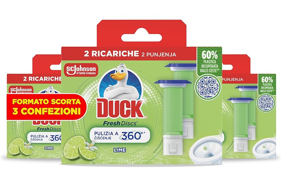 Duck Fresh Discs - Sanitising Gel Discs - Lime Fragrance - Pack of 6 Refills, 36 Discs Toilet Sanitising Gel