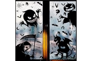 Homcoice Pegatinas Ventana Halloween 4 Hojas Pegatinas electrostáticas Suministros para fiestas Halloween Monstruo fantasma gigante Sombra fantasma Pegatinas Ventana Decoración fiesta Halloween
