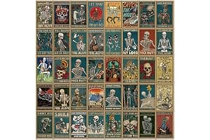 Eugelrom Pack de Stickers, 50 Pegatinas de Vinilo Impermeables, Pegatinas Decorativas Ideales para Teléfono Móvil, Ordenador Portátil, Monopatín, Bicicleta, Botella de Agua - Tarjeta de Calavera