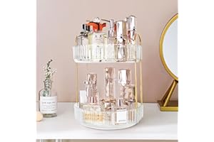 LYLIDIA Spinning Makeup Organiser 360 Rotating Perfume Storage Organiser Skincare Organiser Vanity 2 Tier Beauty Spinning Tidy Rack for Bathroom Countertop Mothers Day Gifts