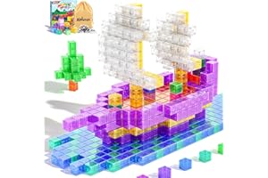 Apluses 64-Teiliges Magnetische Bausteine - Transparente Style, Magnetbausteine, Montessori Spielzeug ab 3 4 5 Jahre, magnetwürfel, Magnetspiel Magnet Spielzeug Kinder, Kreatives Lernspielzeug