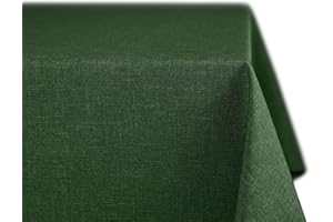 ‎BEAUTEX BEAUTEX fleckenabweisende und bügelfreie Tischdecke - Tischtuch mit Lotuseffekt - Tischwäsche in Leinenoptik, Eckig 130x220 cm, Dunkelgrün