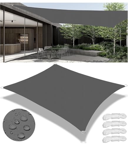 Toldo Vela De Sombra Rectangular Color Café – Protección UV 90%, Medidas 2x3 M, Malla Transpirable Con Ojales Metálicos