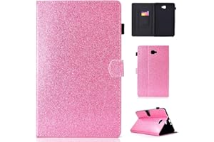 LMFULM® Case for Samsung Galaxy Tab A/SM-T580 / T585 (10,1 Inch) PU Magnetic Cover Shining Case Sleep/Wake Function Stent Function Holster Leather Case Flip Cover Pink