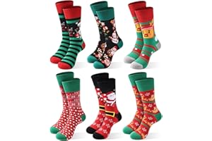 MOONLIGHT MANOR Świąteczne skarpety dla mężczyzn, 6-Pack męskie skarpety świąteczne, Xmas Crew skarpety EU Rozmiar 37-46