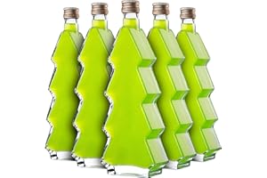 KADAX Bottiglie di vetro a forma di albero di Natale, 500 ml, 10 pezzi, bottiglie di Natale con tappo a vite, bottiglie di liquore per Natale, bottiglie vuote da riempire (oro)