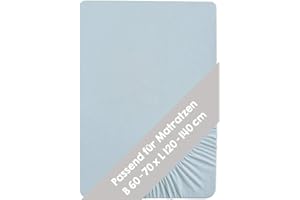 ‎ROBA roba Spannbettlaken Lil Planet 60 x 120 – 70 x 140 - Baby Bettlaken für Kindermatratzen - Bio Baumwolle - GOTS und Oeko-Tex Standard 100 - Hellblau/Sky