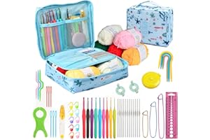 MPEIPILA Kit Uncinetto, Kit Amigurumi Principianti, Kit Uncinetto Professionale Completo, Set Uncinetto per Bambini con Filato, Includi Uncinetti Ergonomici 0,6 mm a 6 mm, Caso e Uncinetto Accessor