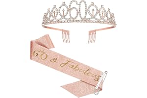 SZHUIHER Fusciacca e diadema per Il 60 ° Compleanno in Oro Rosa per Le Donne, Regali per Il 60 ° Compleanno per Forniture per bomboniere per Il 60 ° Compleanno