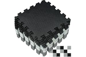 Yostrong® EVA Gomma Tappeto Gioco Bambini Per Puzzle | Tappetino Fitness Palestra, 18 Pezzi. Bianco, Nero, Grigio. YOC-ADLb18N