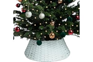 RELSY Weiße Weihnachtsbaumdecke, Weidenbaumdecke, passend zu weißen Weihnachtsdekorationen/Rattan-Baumdecke, große und kleine Weihnachtsbaum-Basisabdeckung (groß, weiß)