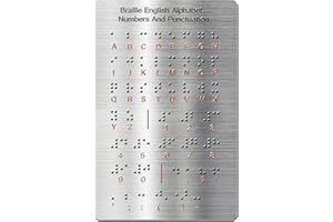 BOZENTEK Braille - Lavagna dell'alfabeto con puntini, numeri e punteggiatura in rilievo, per principianti, regali educativi, aiuto didattico per bambini non vedenti e adulti (18 x 12 cm)