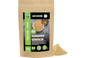 Alpi Nature Organiczny kardamon podłoża (100g) kardamous proszek z kontrolowanej uprawy organicznej bezgluten bez laktozy test laboratoryjny oczywiście bez dodatków wegański proszek kardamonu