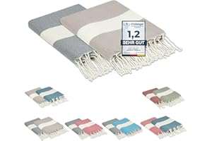 furora Holiday Strandtuch groß 100x200 cm: Baumwolle (2er Set), leicht lang dünn kompakt | Fouta Strandhandtuch XXL, Hamamtuch Saunatuch | Damen & Herren Badetuch Stranddecke - Urlaub Must Haves
