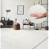 the carpet Relax Modern Fluffy Short Pile Rug for Living Room, Non-Slip Underside, Washable up to 30 Degrees, Very Soft, Crea