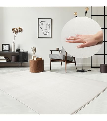 the carpet Bahar Shaggy - elegante designertapijt voor de woonkamer, zacht en onderhoudsvriendelijk hoogpolig vloerkleed, Crème-2, 120 x 170 cm
