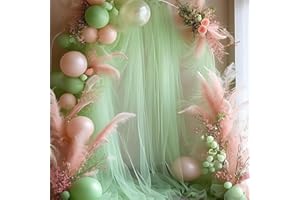 ROUHUHURA 0,75 x 8 M Mariage Arche Tenture, Mariage Decor pour Arche de Mriage de pour Décoration Toile de Fond Rideau de Gaze de Fenêtre Voile Draperie Transparent Tulle, 1 Pièce (Vert Clair, 0,75 x 8 m)