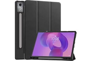 EasyAcc Hülle für Lenovo Idea Tab Pro 12.7 Zoll 2025 mit Stifthalter TB-373FU TB-375FC, Ultra Dünn mit Standfunktion Slim PU Leder Schutzhülle (Schwarz)