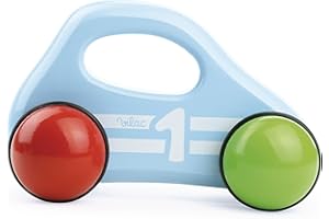Vilac - Voiture premier age Bleue - Jouet en bois Développe la motricité et la dextérité de votre enfant - A partir de 12 mois - 2296B