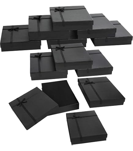 Boîtes à Bijoux En Carton Noir 9x7x3 Cm - Lot De 9 Avec Doublure Velours - Emballage Cadeau Pour Boucles D'oreilles, Colliers, Bagues - 9