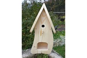 HOLZ UND GARTENTRENDS Dekorativer Nistkasten(NB1)-mit Vogelfutterhaus zum selbst bauen-Bausatz-Vogelhaus-Vogelhäuschen-Vogelhaus Garten Deko, Holzfarbe