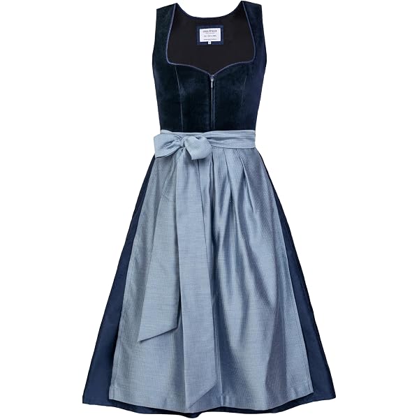 Dirndl Midi Amalie Con Pizzo Ricamato - Edelnice Trachtenmode, Taglie 32-52, Beige Dorato Con Fiori Lilla